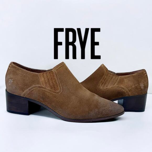 Frye Eleanor Chestnut Oiled Suede Leather Western Shootie Ankle Boots Women 8.5 - Picture 1 of 9